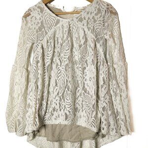Joyfolie Girls Lace Hi Low Boho Top with Trumpet Sleeves Size 14